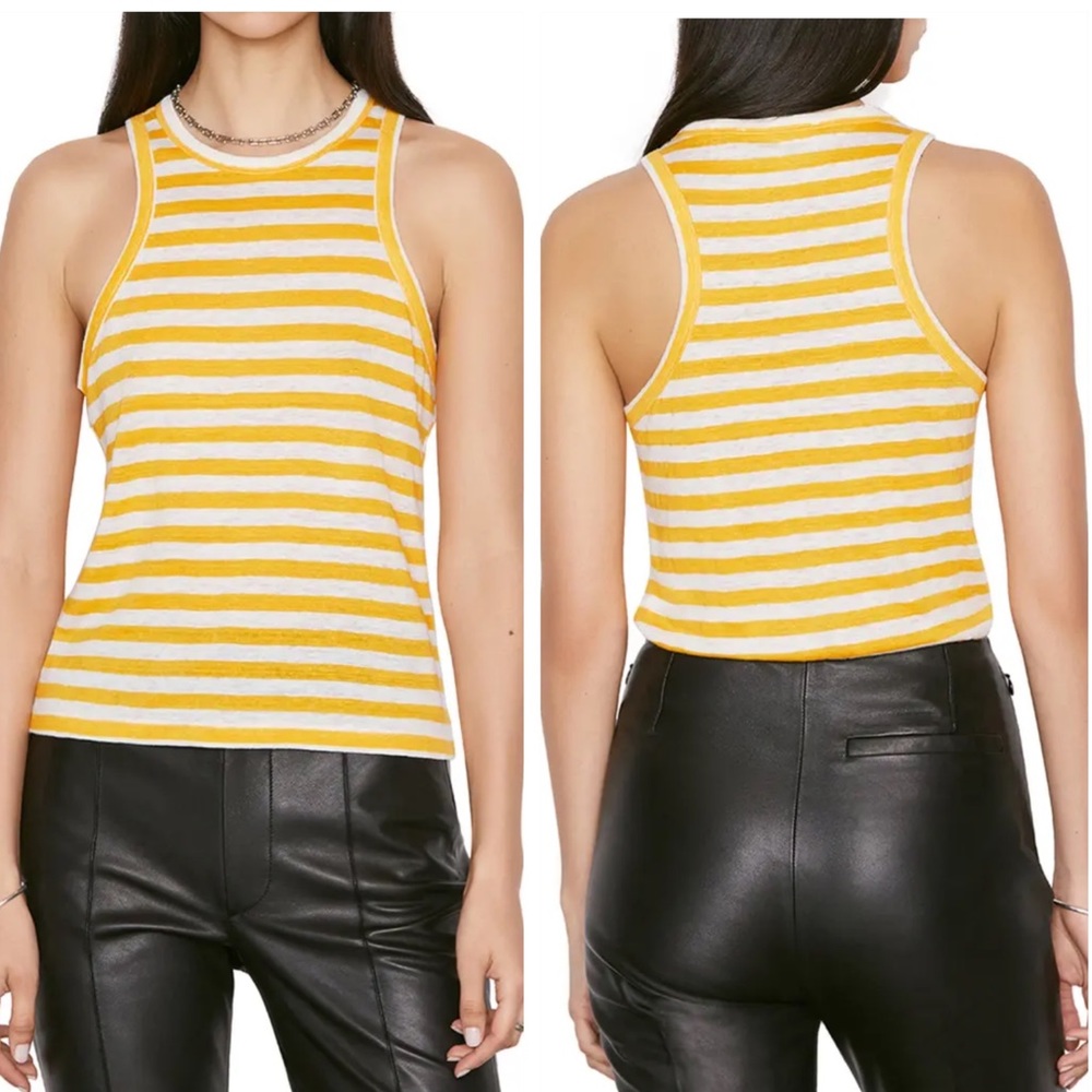NWT Frame Ringer Stripe Organic Linen Racerback Tank